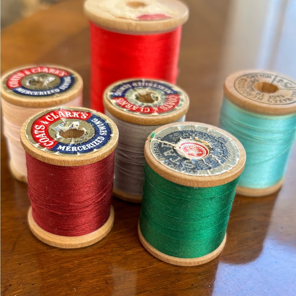 Vintage Wood Spools Thread (6)
